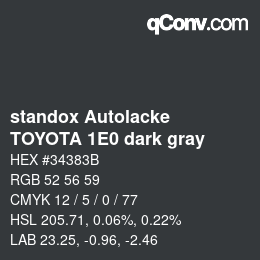 Farbcode: standox Autolacke - TOYOTA 1E0 dark gray | qconv.com