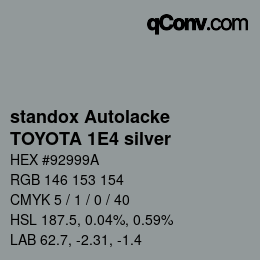 Color code: standox Autolacke - TOYOTA 1E4 silver | qconv.com