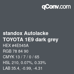Code couleur: standox Autolacke - TOYOTA 1E9 dark grey | qconv.com
