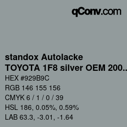 カラーコード: standox Autolacke - TOYOTA 1F8 silver OEM 2006 | qconv.com