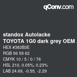 Color code: standox Autolacke - TOYOTA 1G0 dark grey OEM 2006 | qconv.com