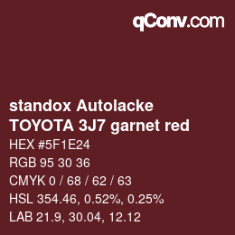 カラーコード: standox Autolacke - TOYOTA 3J7 garnet red | qconv.com