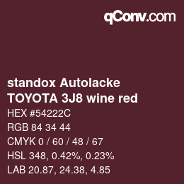 カラーコード: standox Autolacke - TOYOTA 3J8 wine red | qconv.com