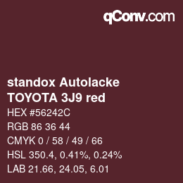 Color code: standox Autolacke - TOYOTA 3J9 red | qconv.com