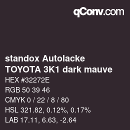 Color code: standox Autolacke - TOYOTA 3K1 dark mauve | qconv.com