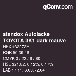 カラーコード: standox Autolacke - TOYOTA 3K1 dark mauve | qconv.com