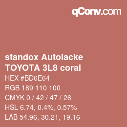 Color code: standox Autolacke - TOYOTA 3L8 coral | qconv.com