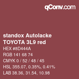 カラーコード: standox Autolacke - TOYOTA 3L9 red | qconv.com