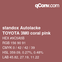 Farbcode: standox Autolacke - TOYOTA 3M0 coral pink | qconv.com