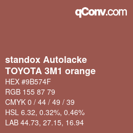 Color code: standox Autolacke - TOYOTA 3M1 orange | qconv.com