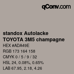 カラーコード: standox Autolacke - TOYOTA 3M5 champagne | qconv.com