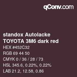 Code couleur: standox Autolacke - TOYOTA 3M6 dark red | qconv.com