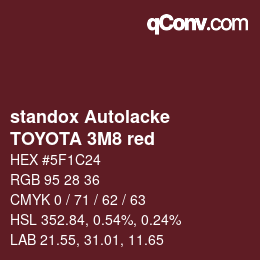 Color code: standox Autolacke - TOYOTA 3M8 red | qconv.com