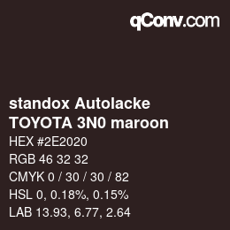 Color code: standox Autolacke - TOYOTA 3N0 maroon | qconv.com