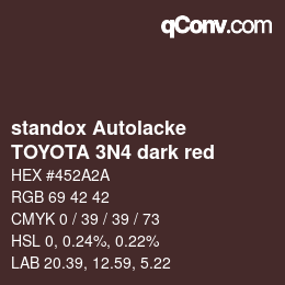 カラーコード: standox Autolacke - TOYOTA 3N4 dark red | qconv.com