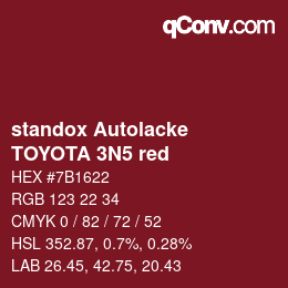 Color code: standox Autolacke - TOYOTA 3N5 red | qconv.com