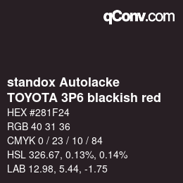 Código de color: standox Autolacke - TOYOTA 3P6 blackish red | qconv.com