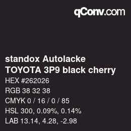 カラーコード: standox Autolacke - TOYOTA 3P9 black cherry | qconv.com