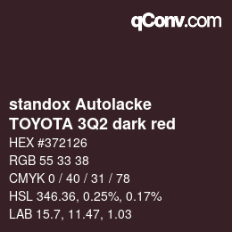Código de color: standox Autolacke - TOYOTA 3Q2 dark red | qconv.com