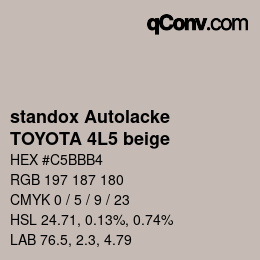 Farbcode: standox Autolacke - TOYOTA 4L5 beige | qconv.com