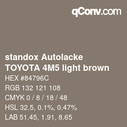 Code couleur: standox Autolacke - TOYOTA 4M5 light brown | qconv.com