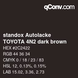 Color code: standox Autolacke - TOYOTA 4N2 dark brown | qconv.com