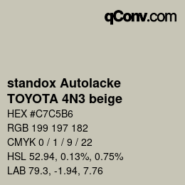 Color code: standox Autolacke - TOYOTA 4N3 beige | qconv.com