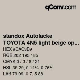 Farbcode: standox Autolacke - TOYOTA 4N5 light beige opal | qconv.com