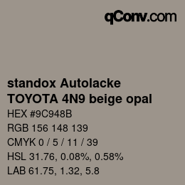 Color code: standox Autolacke - TOYOTA 4N9 beige opal | qconv.com