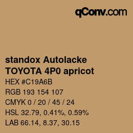 Color code: standox Autolacke - TOYOTA 4P0 apricot | qconv.com