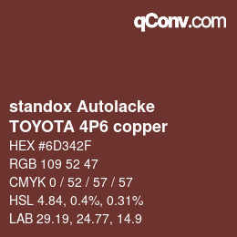 Color code: standox Autolacke - TOYOTA 4P6 copper | qconv.com