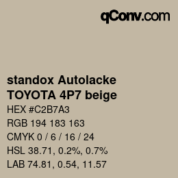 カラーコード: standox Autolacke - TOYOTA 4P7 beige | qconv.com