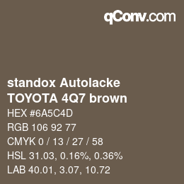 Farbcode: standox Autolacke - TOYOTA 4Q7 brown | qconv.com