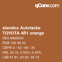 Color code: standox Autolacke - TOYOTA 4R1 orange | qconv.com