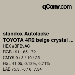 Color code: standox Autolacke - TOYOTA 4R2 beige crystal shine | qconv.com