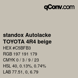 Color code: standox Autolacke - TOYOTA 4R4 beige | qconv.com