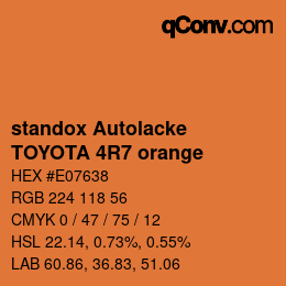 Farbcode: standox Autolacke - TOYOTA 4R7 orange | qconv.com