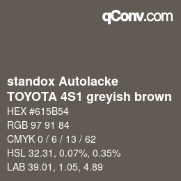 Código de color: standox Autolacke - TOYOTA 4S1 greyish brown | qconv.com