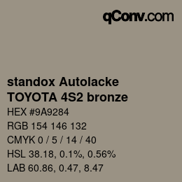 Código de color: standox Autolacke - TOYOTA 4S2 bronze | qconv.com