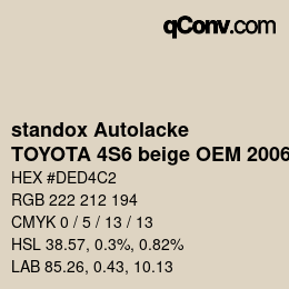 カラーコード: standox Autolacke - TOYOTA 4S6 beige OEM 2006 | qconv.com