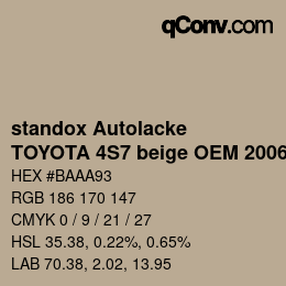 カラーコード: standox Autolacke - TOYOTA 4S7 beige OEM 2006 | qconv.com