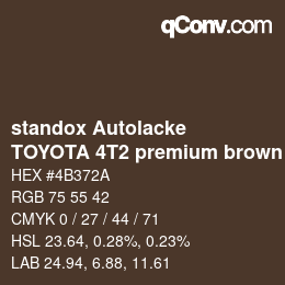 カラーコード: standox Autolacke - TOYOTA 4T2 premium brown OEM 2006 | qconv.com