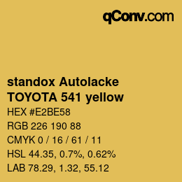 カラーコード: standox Autolacke - TOYOTA 541 yellow | qconv.com