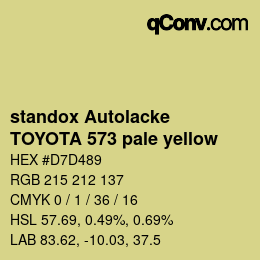 Code couleur: standox Autolacke - TOYOTA 573 pale yellow | qconv.com