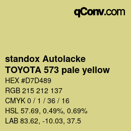 カラーコード: standox Autolacke - TOYOTA 573 pale yellow | qconv.com