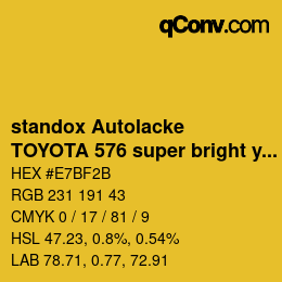 Color code: standox Autolacke - TOYOTA 576 super bright yellow | qconv.com