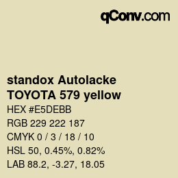Color code: standox Autolacke - TOYOTA 579 yellow | qconv.com