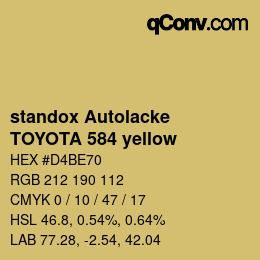 Color code: standox Autolacke - TOYOTA 584 yellow | qconv.com
