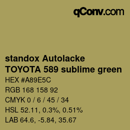 Color code: standox Autolacke - TOYOTA 589 sublime green | qconv.com