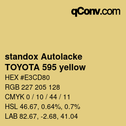 Farbcode: standox Autolacke - TOYOTA 595 yellow | qconv.com